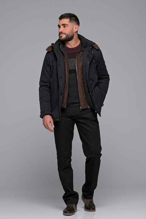 Ανδρικό Χειμωνιάτικο Μπουφάν με Κουκούλα Μαύρο NYT