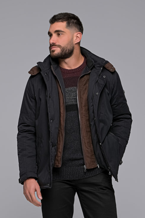 Ανδρικό Χειμωνιάτικο Μπουφάν με Κουκούλα Μαύρο NYT