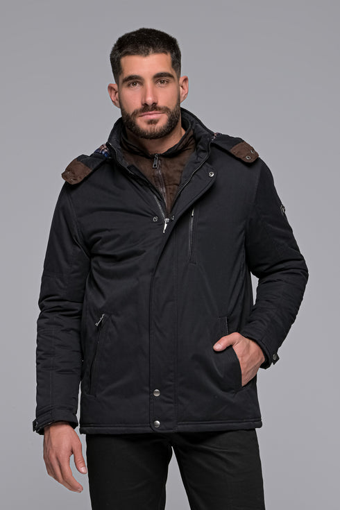 Ανδρικό Χειμωνιάτικο Μπουφάν με Κουκούλα Μαύρο NYT