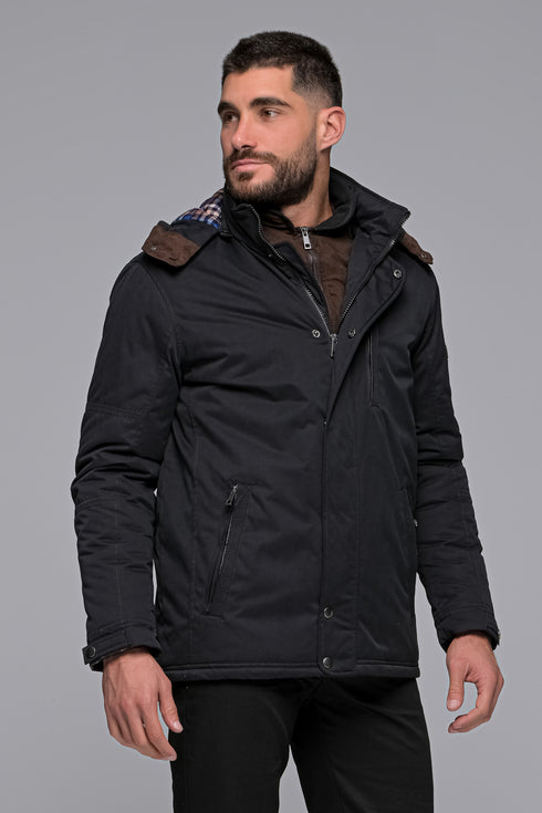 Ανδρικό Χειμωνιάτικο Μπουφάν με Κουκούλα Μαύρο NYT