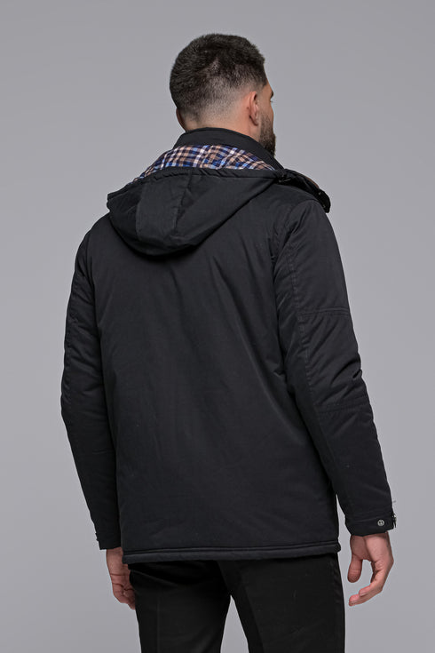 Ανδρικό Χειμωνιάτικο Μπουφάν με Κουκούλα Μαύρο NYT
