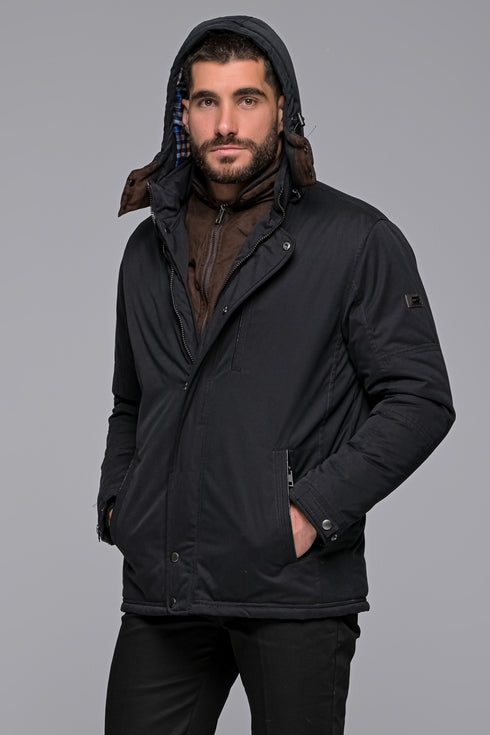 Ανδρικό Χειμωνιάτικο Μπουφάν με Κουκούλα Μαύρο NYT