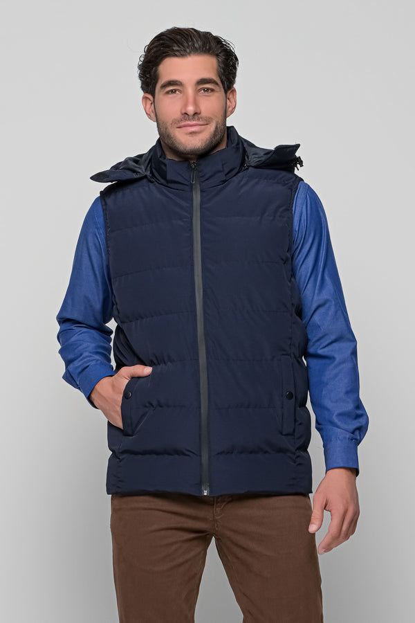 Ανδρικό Αμάνικο Μπουφάν με Κουκούλα Χρώμα Μπλε NYT