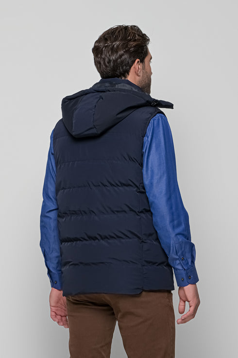 Ανδρικό Αμάνικο Μπουφάν με Κουκούλα Χρώμα Μπλε NYT