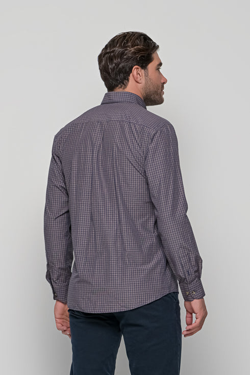 Ανδρικό Μακρυμάνικο Πουκάμισο Καφέ-Μπλε NCS