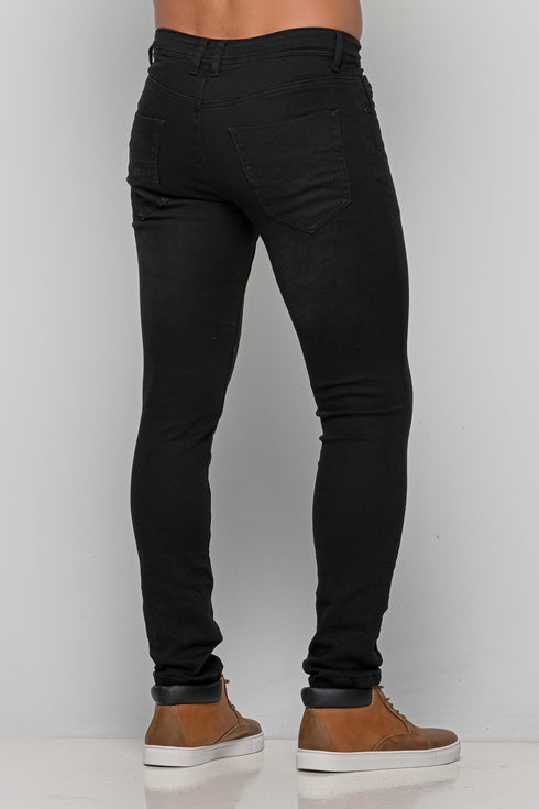 Ανδρικό Τζιν Παντελόνι Στενή Γραμμή Μαύρο