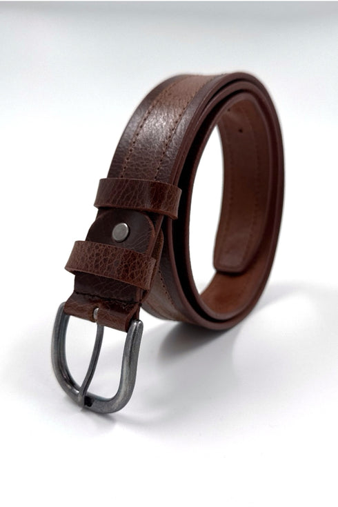 Ανδρική Καφέ Δερμάτινη Ζώνη