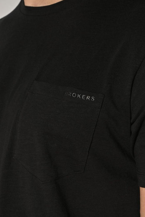 Ανδρικό T-Shirt Κοντό Μανίκι με Τσεπάκι Μαύρο Brokers