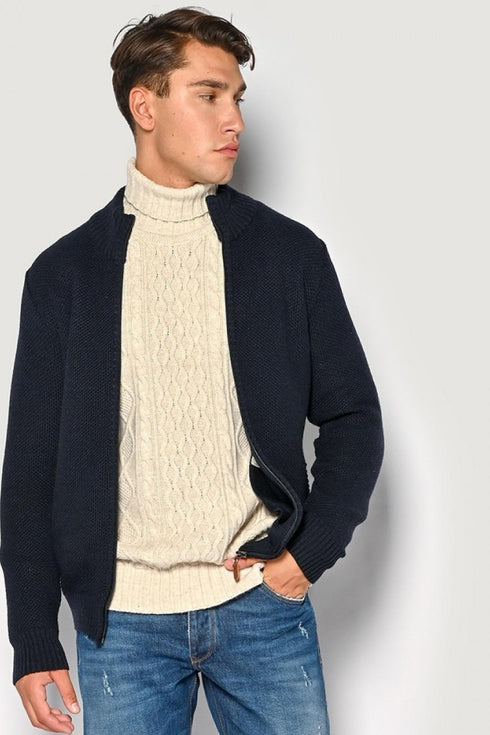 Ανδρική Πλεκτή Ζακέτα Μπλε CAMARO