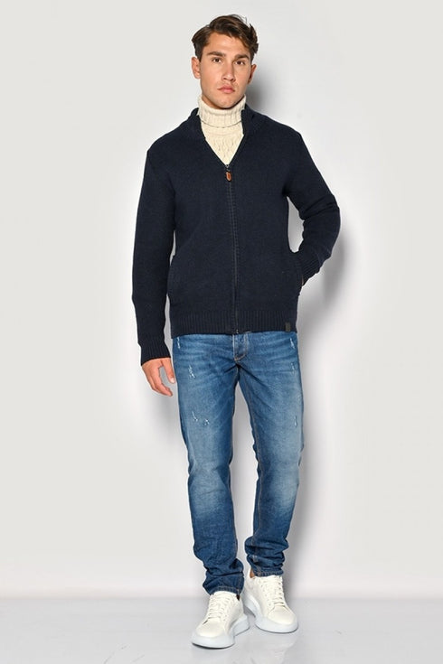 Ανδρική Πλεκτή Ζακέτα Μπλε CAMARO