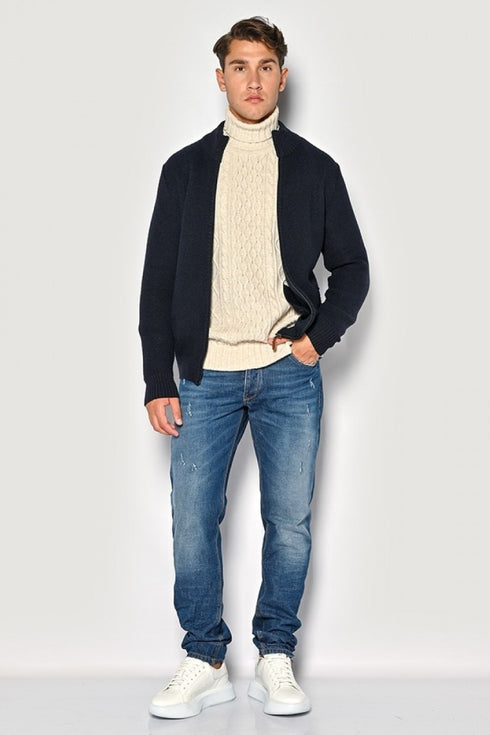 Ανδρική Πλεκτή Ζακέτα Μπλε CAMARO