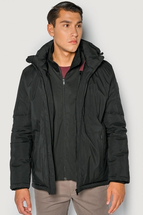 Ανδρικό Μπουφάν με Μόστρα και Κουκούλα Μαύρο Camaro