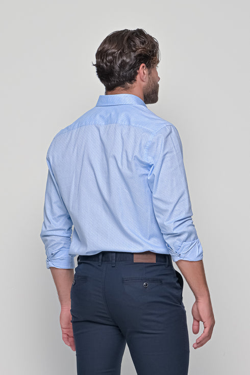 Ανδρικό Πουκάμισο Σιέλ με Μικροσχέδιο Visconti