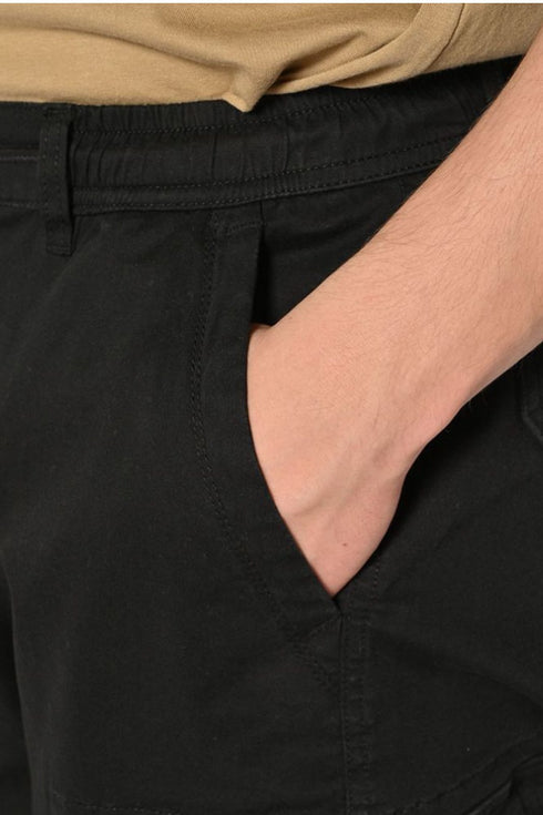 Ανδρικό Cargo Παντελόνι Brokers Με Λάστιχο Μαύρο