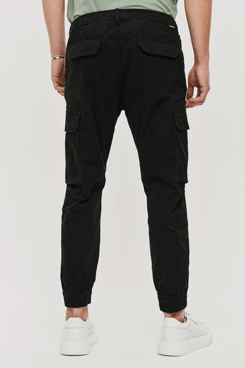 Ανδρικό Cargo Παντελόνι Brokers Με Λάστιχο Μαύρο