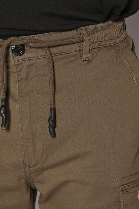 Ανδρικό Cargo Παντελόνι Brokers Με Λάστιχο Χακί