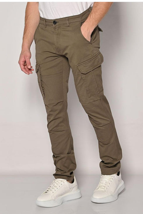 Ανδρικό Παντελόνι Cargo με Ίσιο Τελείωμα Χακί Camaro