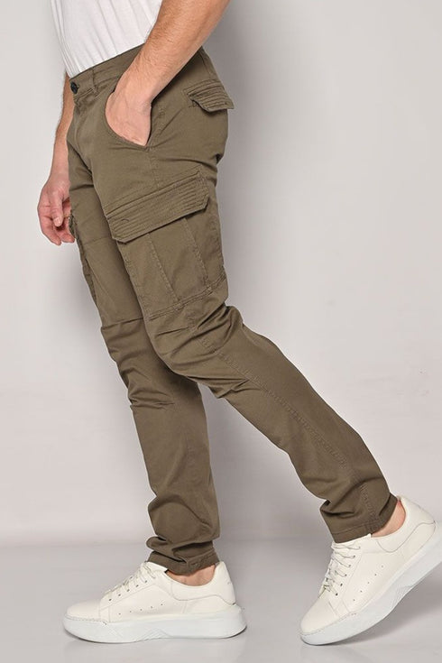 Ανδρικό Παντελόνι Cargo με Ίσιο Τελείωμα Χακί Camaro