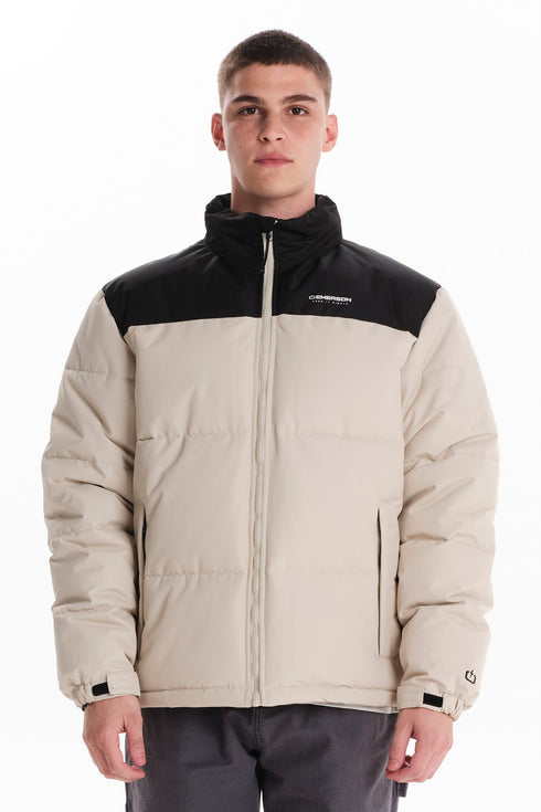 Ανδρικό Μπουφάν Puffer Εκρού-Μαύρο Emerson