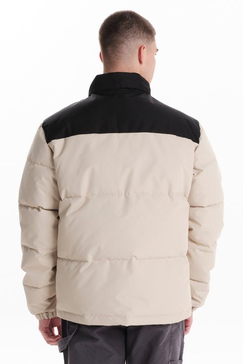 Ανδρικό Μπουφάν Puffer Εκρού-Μαύρο Emerson