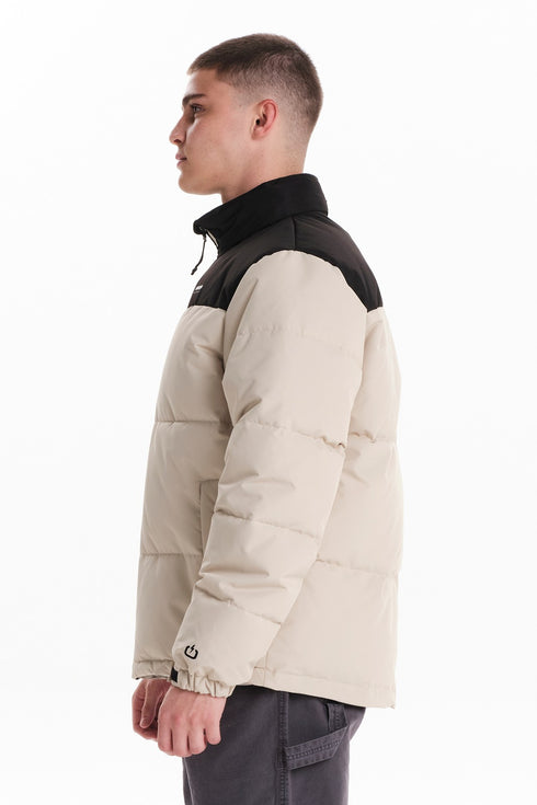 Ανδρικό Μπουφάν Puffer Εκρού-Μαύρο Emerson