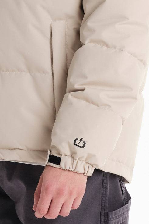 Ανδρικό Μπουφάν Puffer Εκρού-Μαύρο Emerson