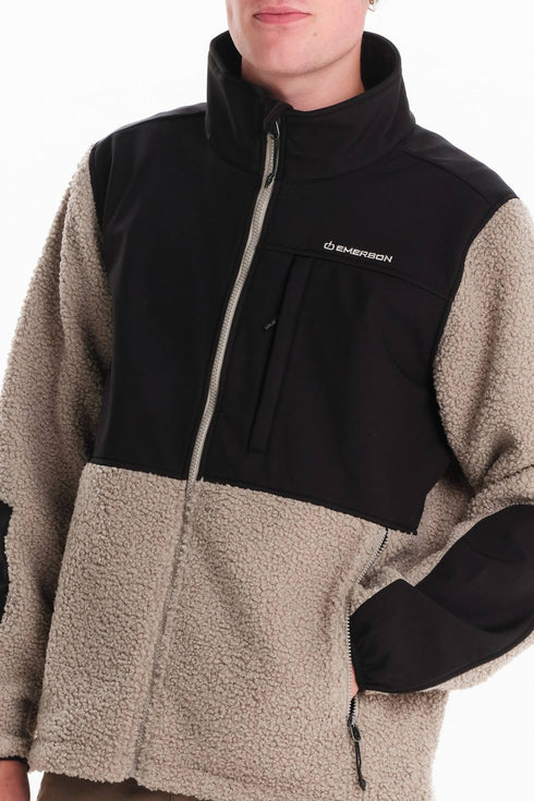 Ανδρικό Μπουφάν Sherpa Μαύρο-Μπεζ Emerson