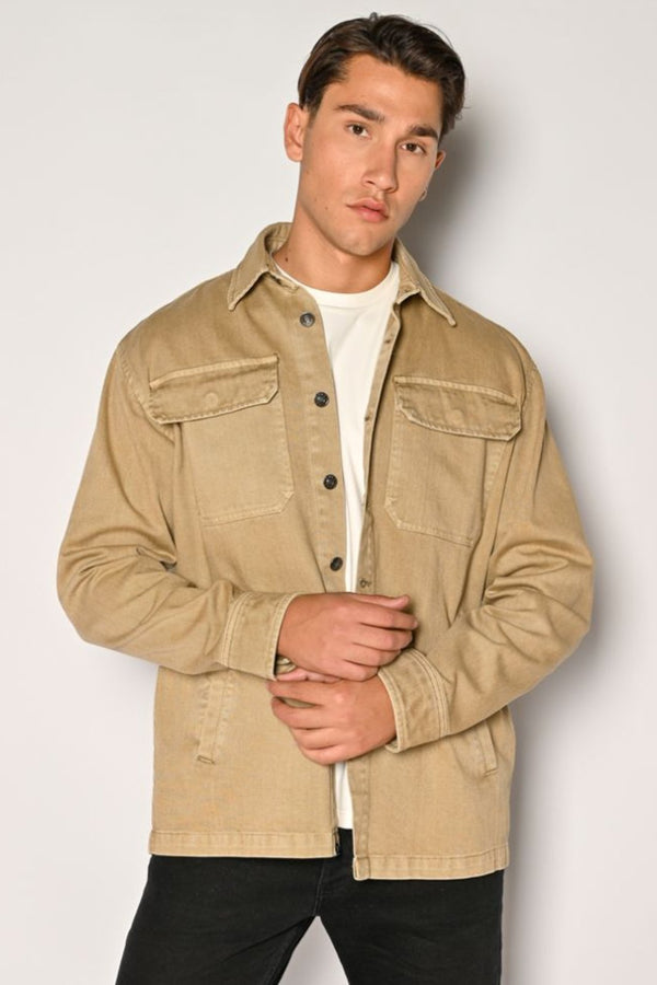 Ανδρικό Πουκάμισο Over Χρώμα Μπεζ Brokers