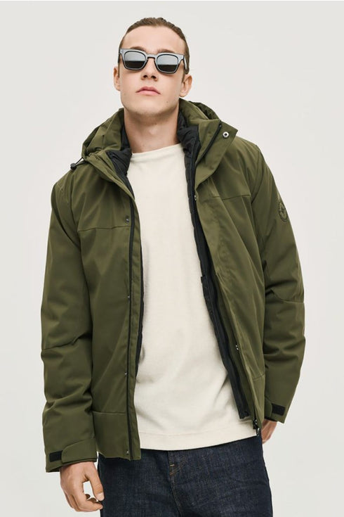 Ανδρικό Μπουφάν Λαδί με Αποσπώμενο Γιλέκο