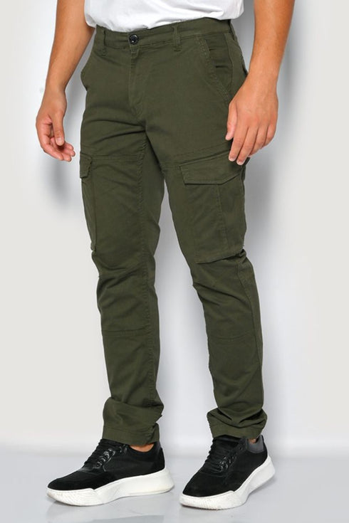 Ανδρικό Παντελόνι Cargo με Ίσιο Τελείωμα Χακί Camaro