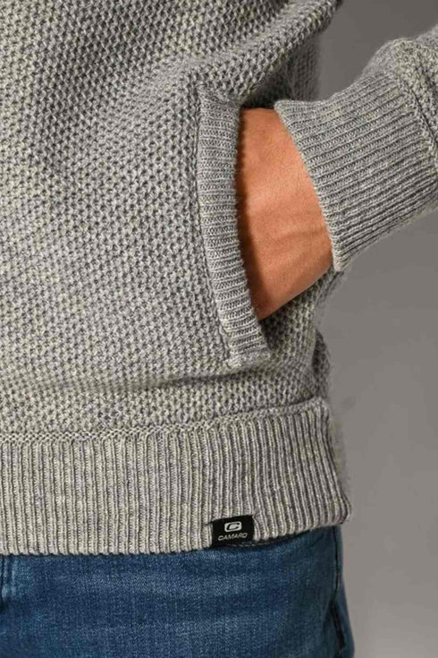 Ανδρική Πλεκτή Ζακέτα με Κουκούλα Γκρι Camaro