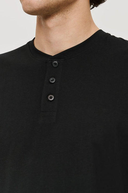 Ανδρικό T-Shirt με Κουμπάκια στο Λαιμό Μαύρο Brokers