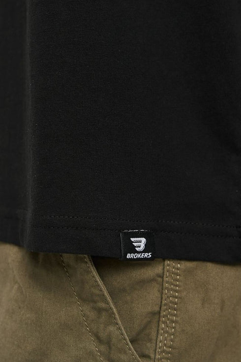 Ανδρικό T-Shirt με Κουμπάκια στο Λαιμό Μαύρο Brokers