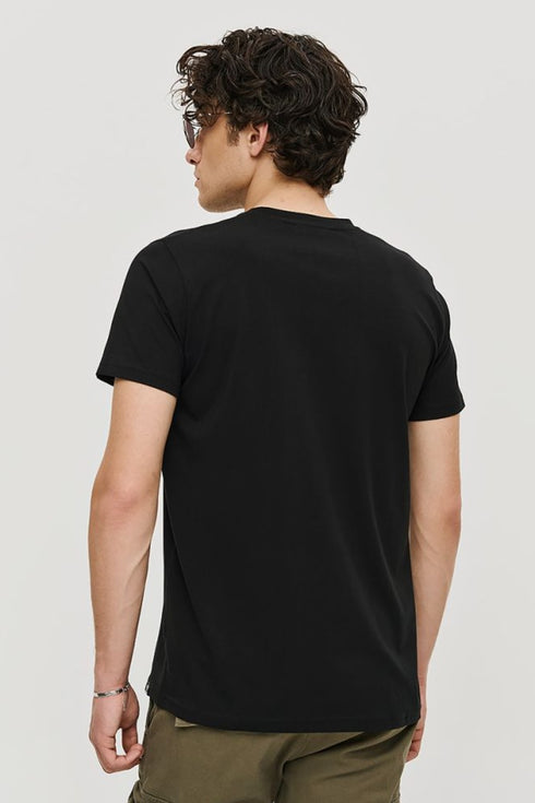 Ανδρικό T-Shirt με Κουμπάκια στο Λαιμό Μαύρο Brokers