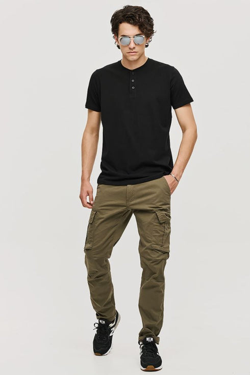 Ανδρικό T-Shirt με Κουμπάκια στο Λαιμό Μαύρο Brokers