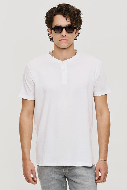 Ανδρικό T-Shirt με Κουμπάκια στο Λαιμό Λευκό Brokers