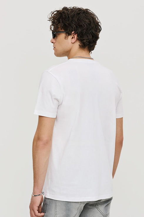 Ανδρικό T-Shirt με Κουμπάκια στο Λαιμό Λευκό Brokers