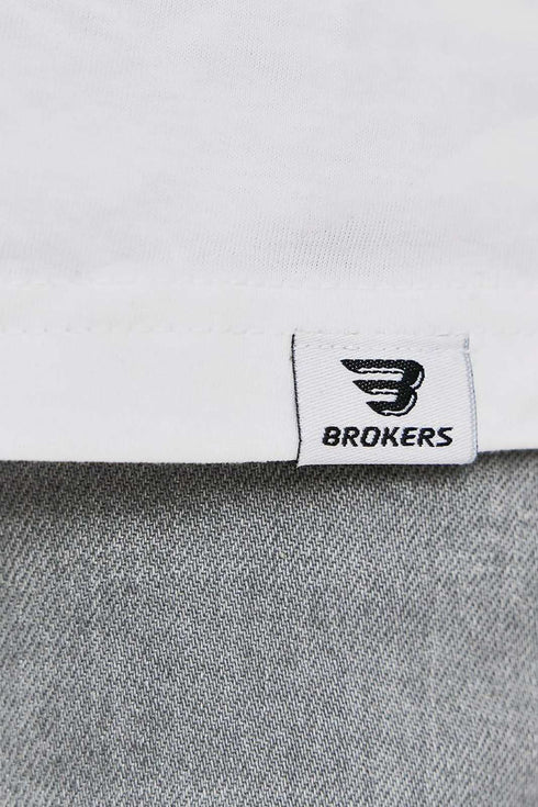 Ανδρικό T-Shirt με Κουμπάκια στο Λαιμό Λευκό Brokers