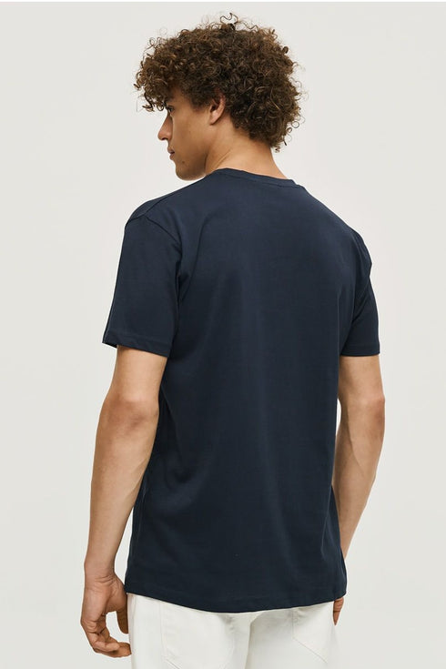 Ανδρικό T-Shirt με Κουμπάκια στο Λαιμό Μπλε Brokers