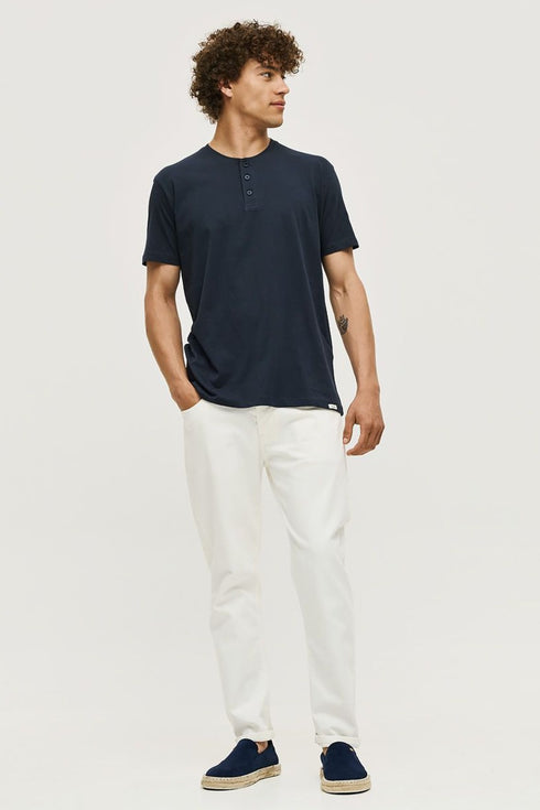 Ανδρικό T-Shirt με Κουμπάκια στο Λαιμό Μπλε Brokers