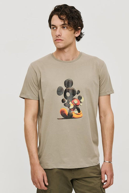 Ανδρικό Κοντομάνικο T-Shirt Χακί με Τύπωμα Brokers