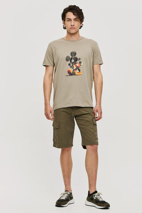 Ανδρικό Κοντομάνικο T-Shirt Χακί με Τύπωμα Brokers