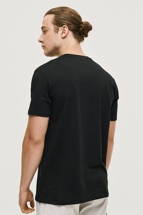 Ανδρικό Κοντομάνικο T-Shirt Μαύρο με Τύπωμα Brokers