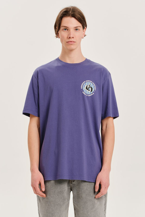 Emerson Ανδρικό Κοντομάνικο T-Shirt με Τύπωμα στην Πλάτη Μοβ