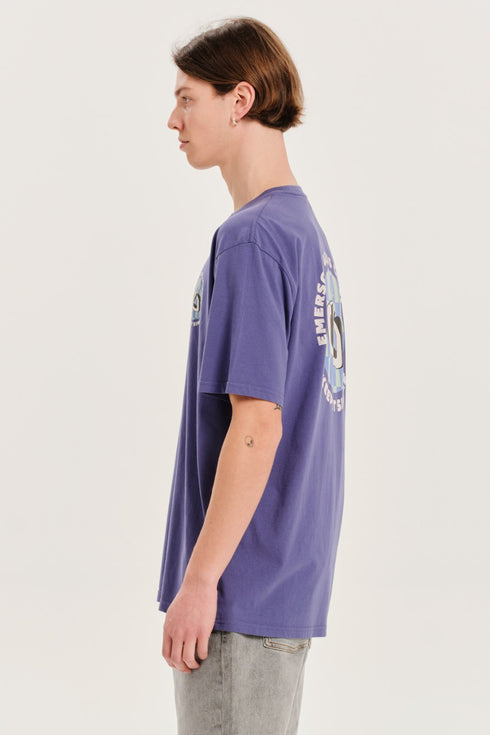 Emerson Ανδρικό Κοντομάνικο T-Shirt με Τύπωμα στην Πλάτη Μοβ