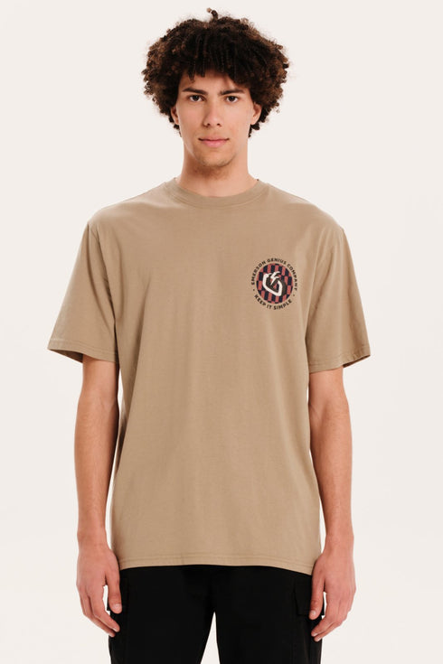 Emerson Ανδρικό Κοντομάνικο T-Shirt με Τύπωμα στην Πλάτη Μπεζ