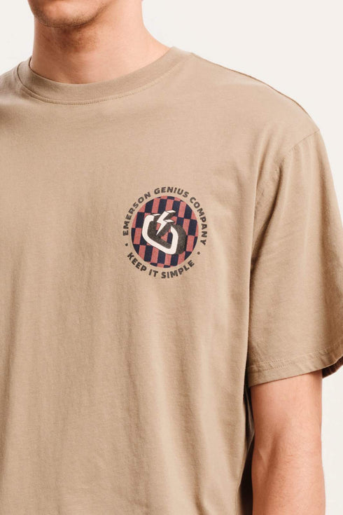 Emerson Ανδρικό Κοντομάνικο T-Shirt με Τύπωμα στην Πλάτη Μπεζ