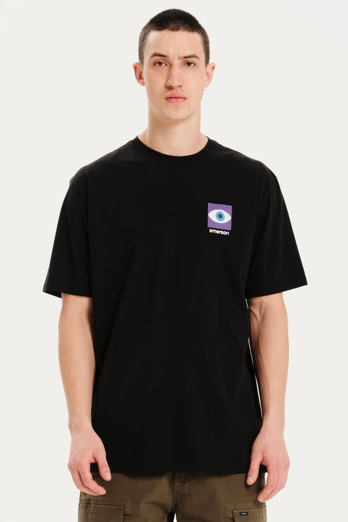 Emerson Ανδρικό Κοντομάνικο T-Shirt με Τύπωμα στην Πλάτη Μαύρο