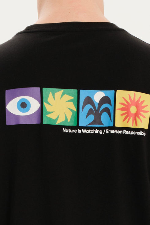 Emerson Ανδρικό Κοντομάνικο T-Shirt με Τύπωμα στην Πλάτη Μαύρο