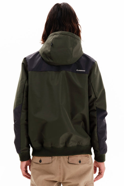 Emerson Ανδρικό Μπουφάν με Κουκούλα Λαδί-Μαύρο